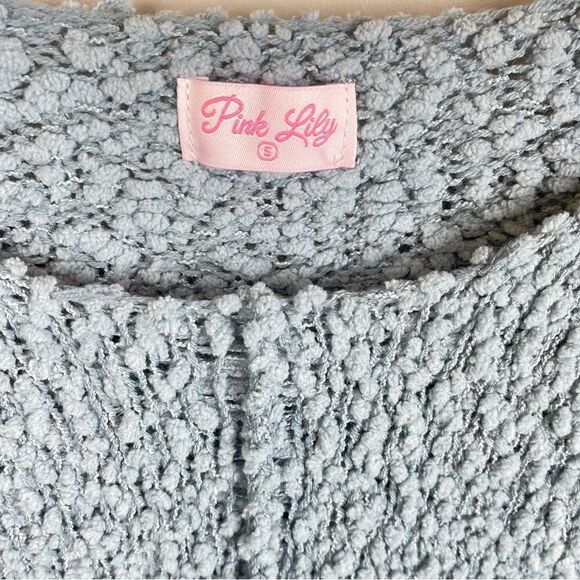 Pink Lily Said It Twice Blue Popcorn Sweater Small - Picture 6 of 6